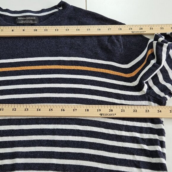Banana Republic Sweater Mens XL Multi Stripes LS Crew Neck Luxury Yarn Preppy - Picture 5 of 14